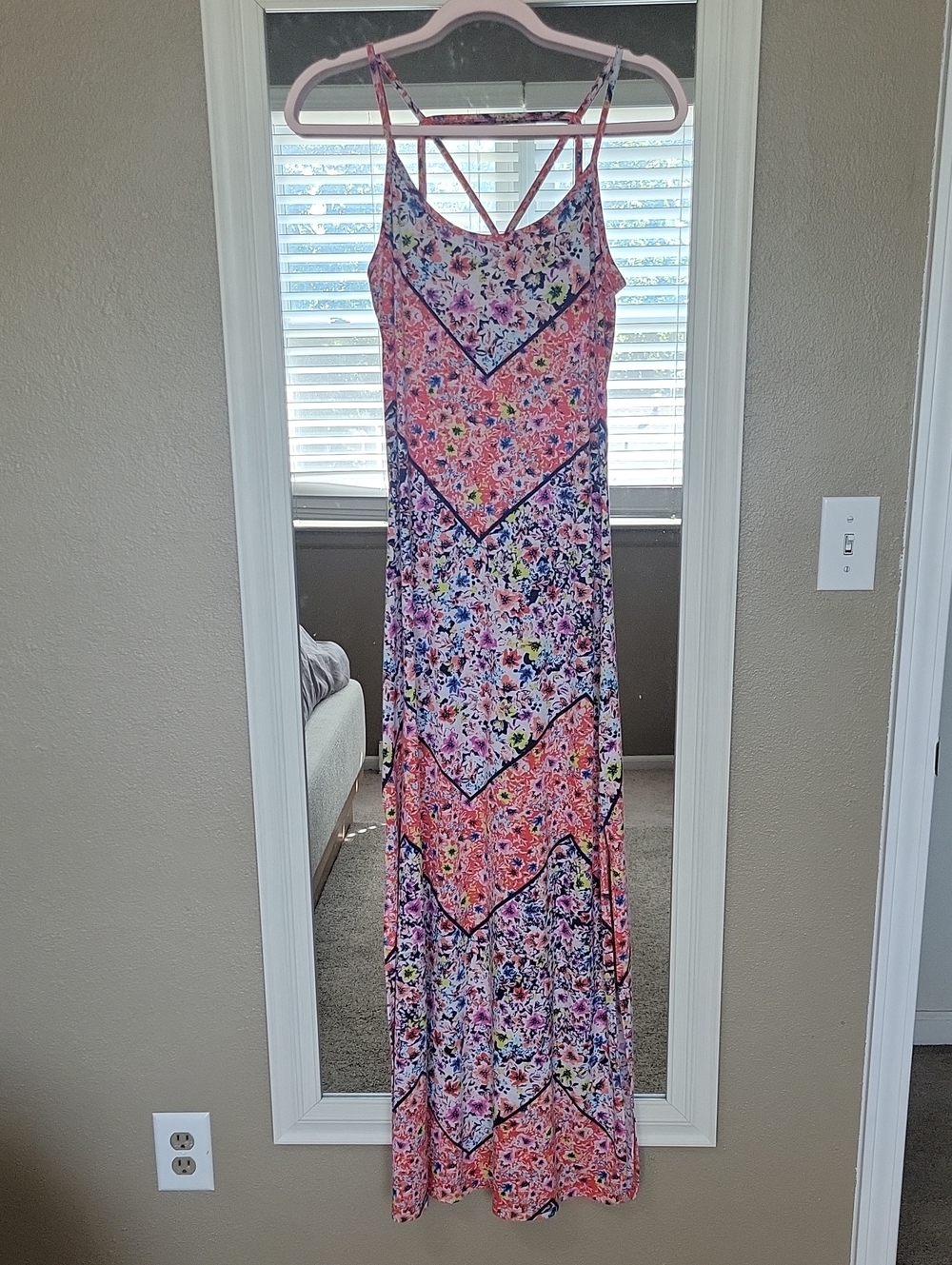Xhilaration Pink Floral Patchwork Maxi Dress Medium